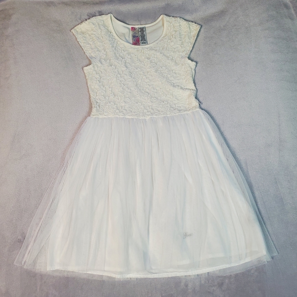 Stretch Lace Cotton & Tulle Dress By Guess, Size Girls' 16